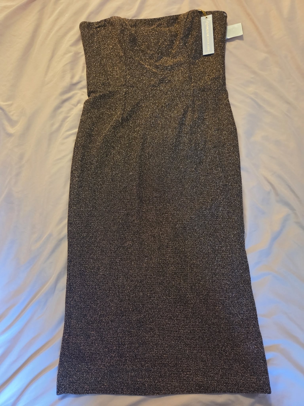 NWT Dress The Population Dress Gold Sparkle Claire Midi Party NYE Cocktail Large